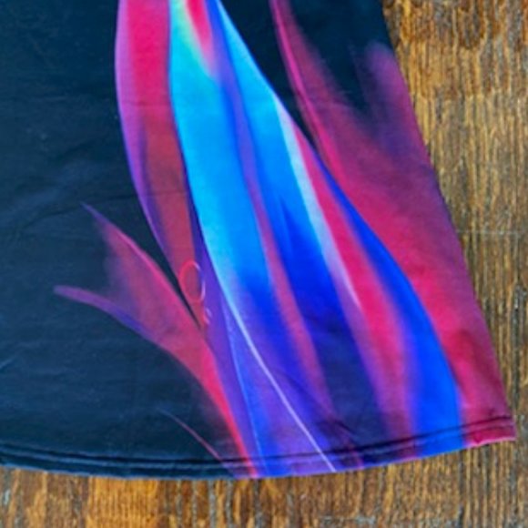 New BLACK slvls TANK Swing DRESS * no wrinkle * BRIGHT BLUE & PINK FLAME * S - Picture 3 of 7